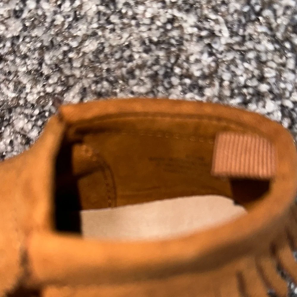 Brown Fringe Baby Moccasins & White Floral Baby Shoes